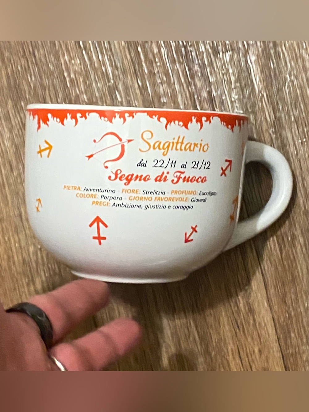Sagittarius Ceramic Coffee Mug Tea Cup Zodiac White Red In French  14oz